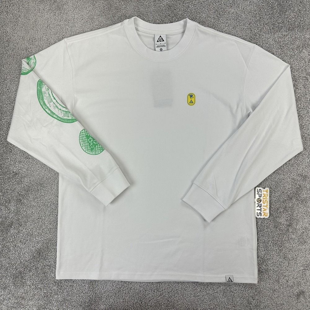 Nike ACG Long Sleeve Shirt Mens Medium White Loose Fit Graphic FV3488-121